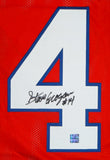 Steve Grogan Autographed Red Pro Style Jersey - The Jersey Source Auth *4