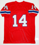 Steve Grogan Autographed Red Pro Style Jersey - The Jersey Source Auth *4