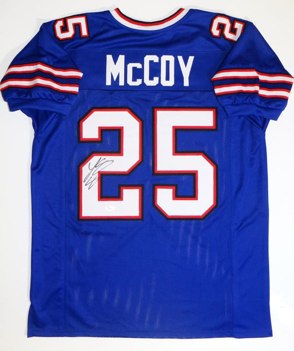 LeSean McCoy Autographed Blue Pro Style Jersey- JSA Witnessed Authenticated *2