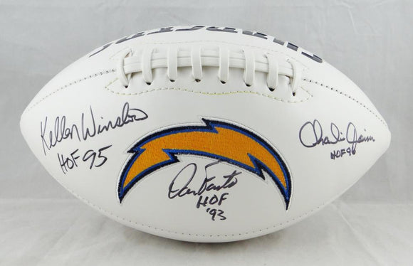 Winslow Fouts Joiner Autographed San Diego Chargers Logo Football W/ HOF- JSA W Auth
