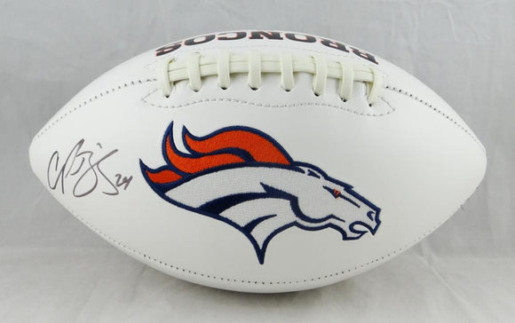 Champ Bailey Autographed Denver Broncos Logo Football- Beckett Auth