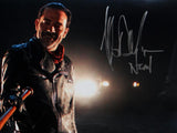 Jeffrey Dean Morgan Signed Negan Walking Dead 16x20 w/ Lucille Photo- Beckett Auth