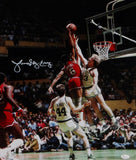 Julius Erving Autographed 76ers 16x20 Dunking On Bird Photo- JSA W Auth *White