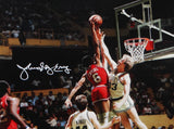 Julius Erving Autographed 76ers 16x20 Dunking On Bird Photo- JSA W Auth *White