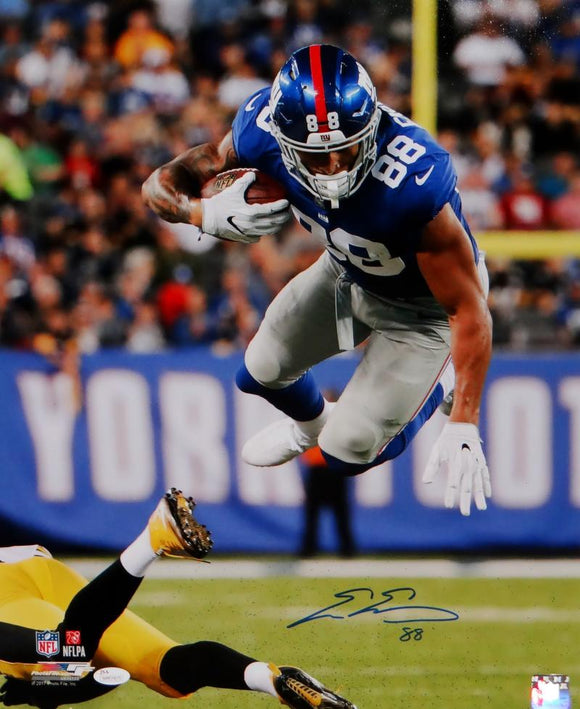 Evan Engram Autographed NY Giants 16x20 Diving PF Photo- JSA W Auth *Blue