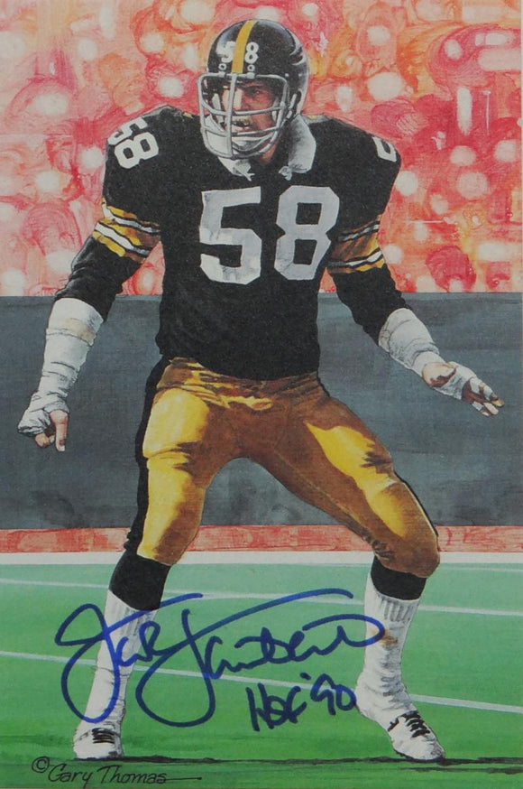Jack Lambert Autographed Steelers Goal Line Art Card W/ HOF- JSA W Auth