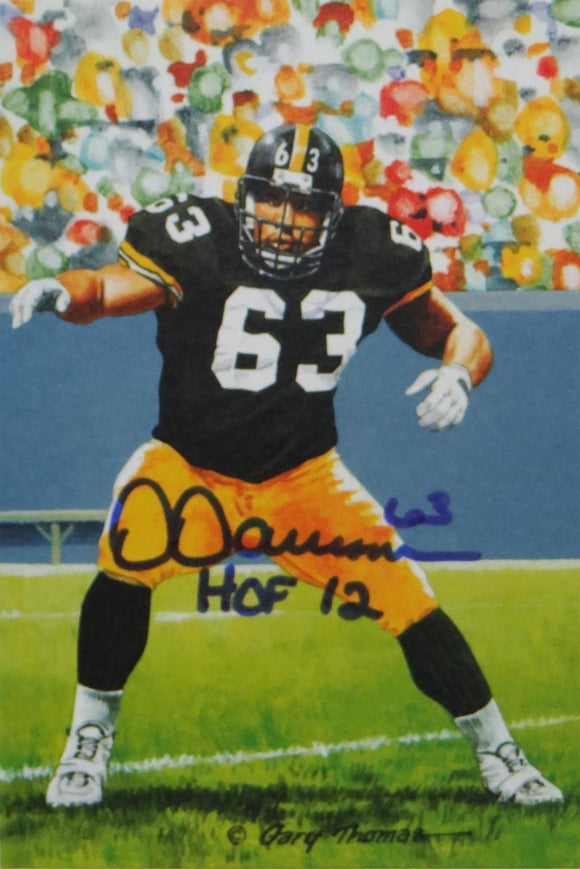 Dermontti Dawson Autographed Steelers Goal Line Art Card W/ HOF- JSA W Auth