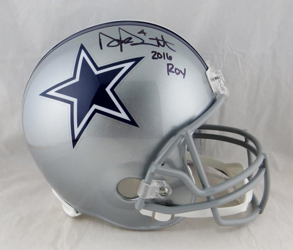 Dak Prescott Autographed Dallas Cowboys F/S Helmet w/ ROY- JSA W/ Holo Auth *Black