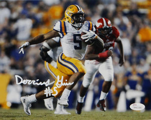 Derrius Guice Autographed LSU 8x10 Running Photo - JSA W Auth *White