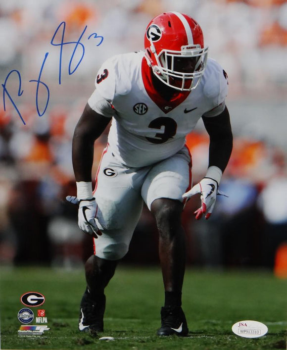 Roquan Smith Autographed Georgia 8x10 In Stance PF Photo - JSA W Auth *Blue