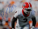 Roquan Smith Autographed Georgia 8x10 In Stance PF Photo - JSA W Auth *Blue