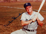 Duke Snider Autographed Dodgers 8x10 Kneeling Holding Bat Up Photo- JSA Auth *Blue