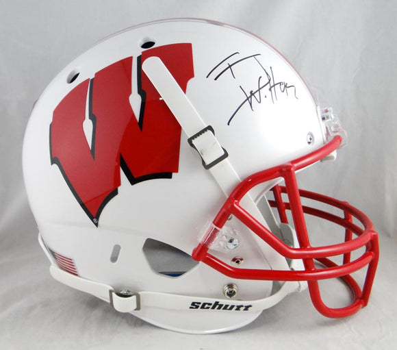 TJ Watt Autographed Wisconsin White Schutt Full Size Helmet- JSA W,  Watt HOLO
