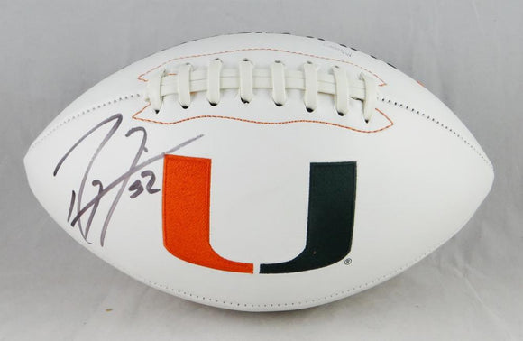 Ray Lewis Autographed Miami Hurricanes Logo Football- JSA Authenticated
