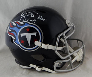 Jevon Kearse Autographed Tenn Titans F/S Speed Helmet w/ 2 Insc- Beckett Auth *White