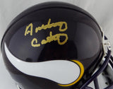 Anthony Carter Autographed Minnesota Vikings Mini Helmet- JSA W Auth *Gold