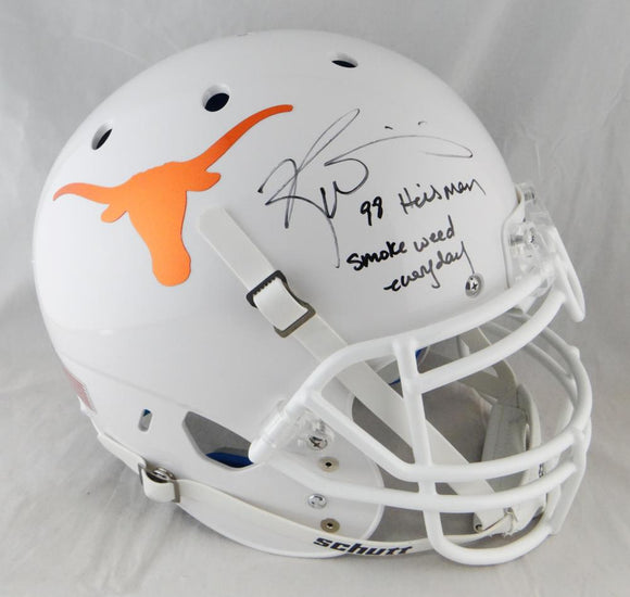Ricky Williams Heisman Signed UT ProLine F/S Chrome Logo Helmet W Smoke- JSA W Auth