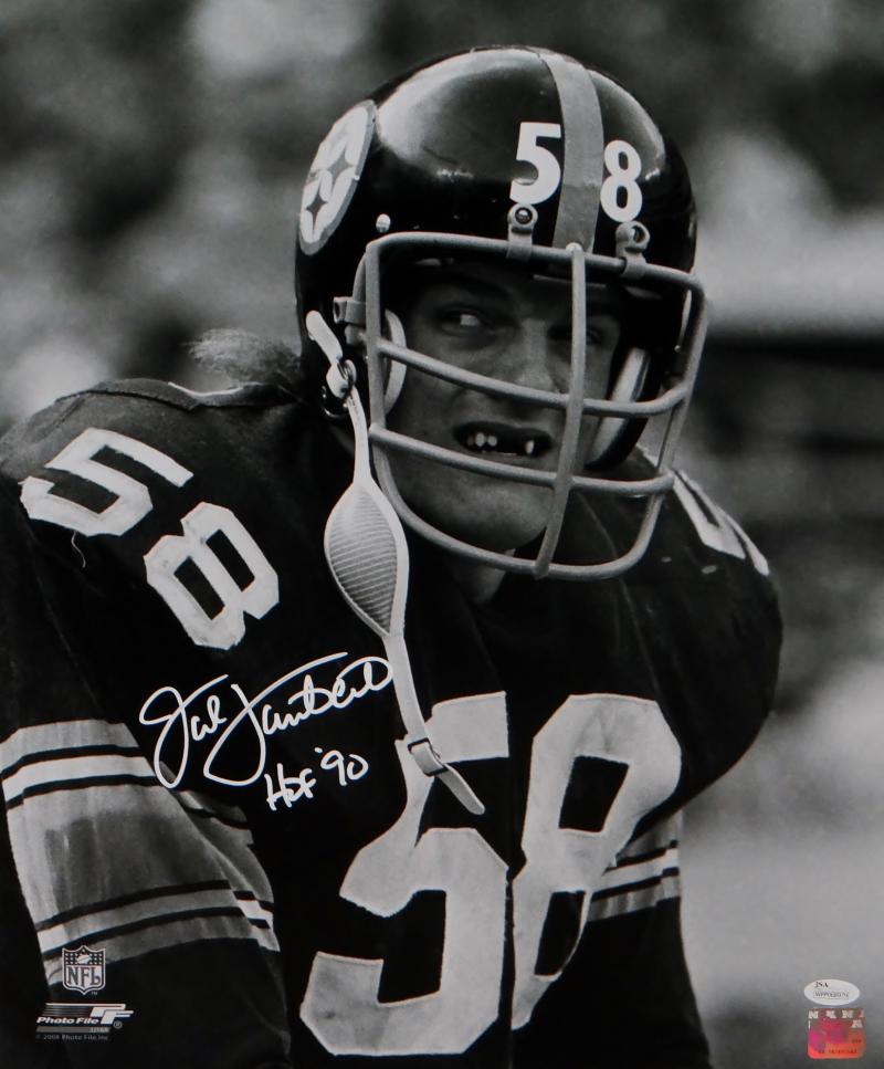 Jack Lambert Autographed Photo - 16x20 Framed Ins HOF 90 JSA COA