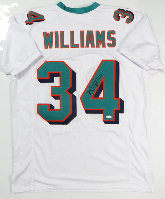 Ricky Williams Autographed White Pro Style Jersey- JSA Witnessed Authenticated *4 Up
