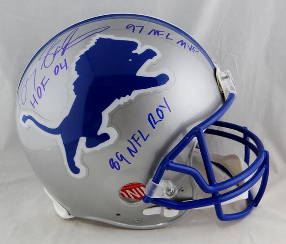 Barry Sanders Signed Detroit Lions F/S Proline Helmet w/ 3 Insc- Beckett Auth *Blue Image 1