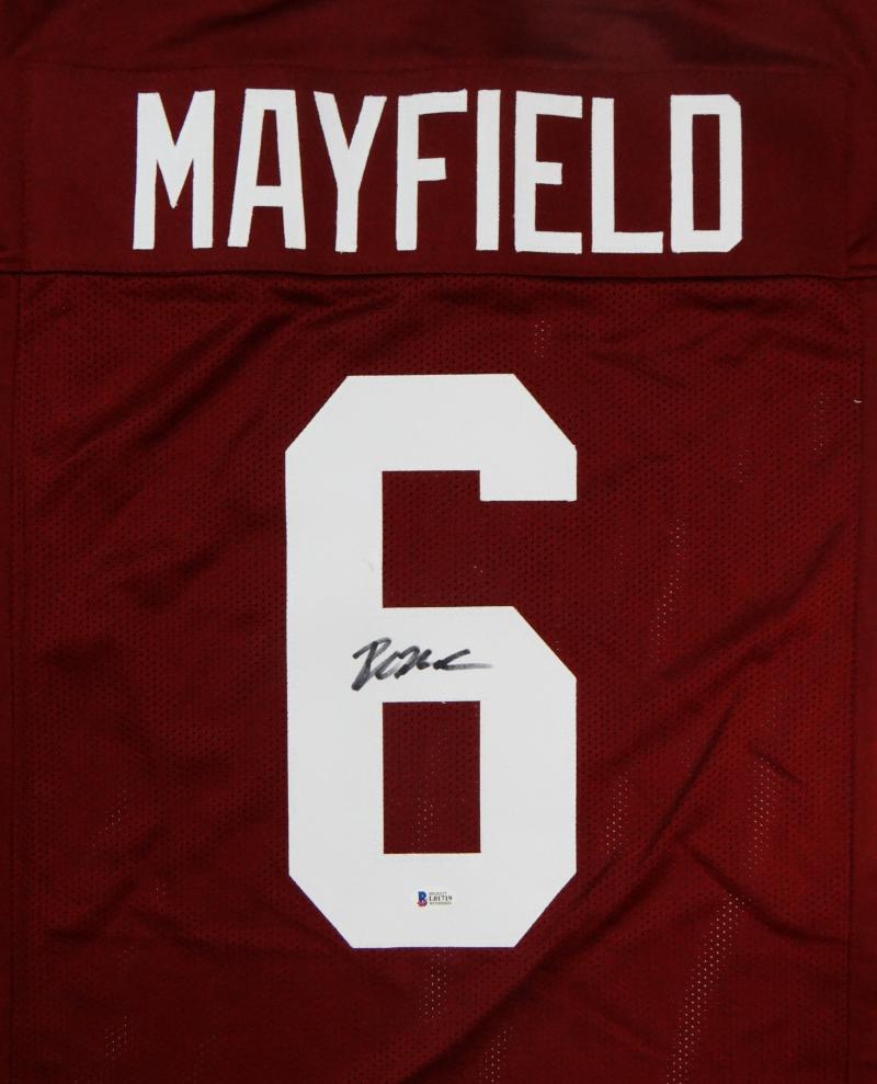 The Jersey Source Baker Mayfield Autographed Maroon College Style Jersey - Beckett W *Black *6