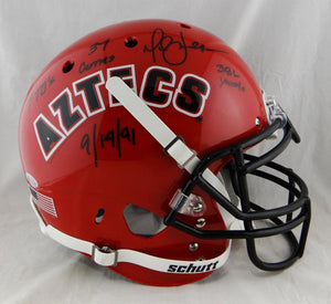 Marshall Faulk Signed San Diego St F/S Schutt Authentic Helmet w/ 4 Insc- Beckett Auth