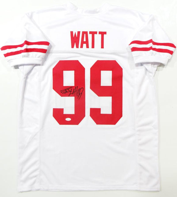 JJ Watt Autographed White College Style Jersey -JSA Witness Auth *L9 – The  Jersey Source