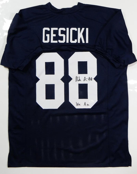 Mike Gesicki Autographed Navy College Style Jersey w/ We Are -JSA Witness Auth *R8