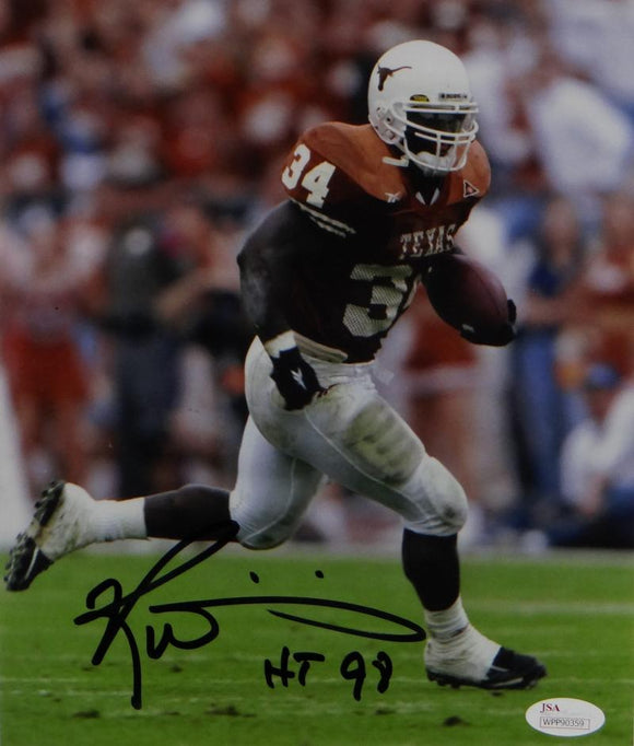 Ricky Williams Autographed Texas Longhorns 8x10 Running Photo W/ HT- JSA W Auth