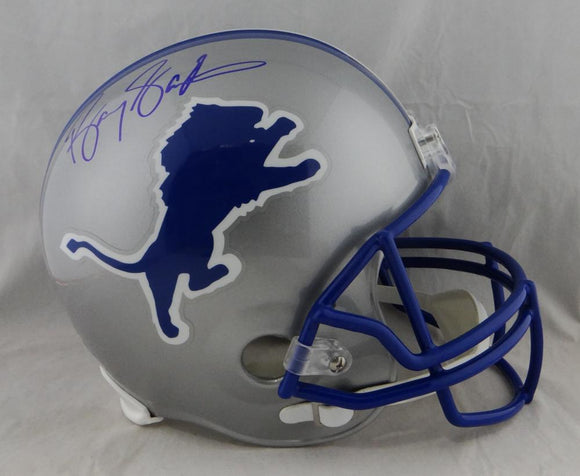 Barry Sanders Autographed Lions Full Size 83-02 TB Helmet- Beckett Auth *Blue