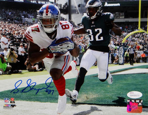 Sterling Shepard Autographed NY Giants 8x10 TD vs Eagles PF Photo- JSA W Auth *Blue