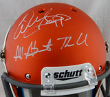 Warren Sapp Signed Miami Hurricanes F/S Orange Helmet w/ All About The U- JSA W Auth *White