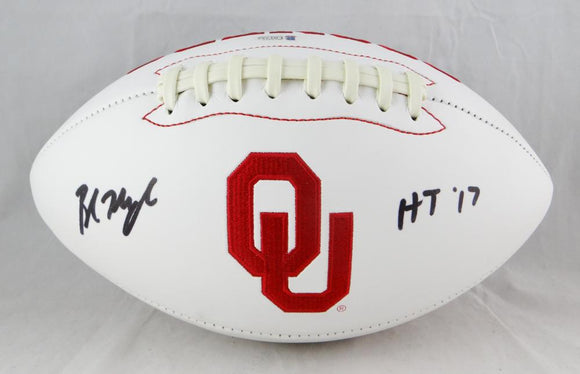 Baker Mayfield Autographed Oklahoma Sooners Logo Football w/ HT 17- Beckett Authenticated