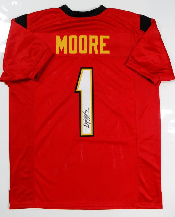 DJ Moore Autographed Red College Style Jersey- JSA W Authenticated *1