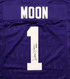 Warren Moon Autographed Purple College Style Jersey w/ HOF- JSA W Authenticated *1