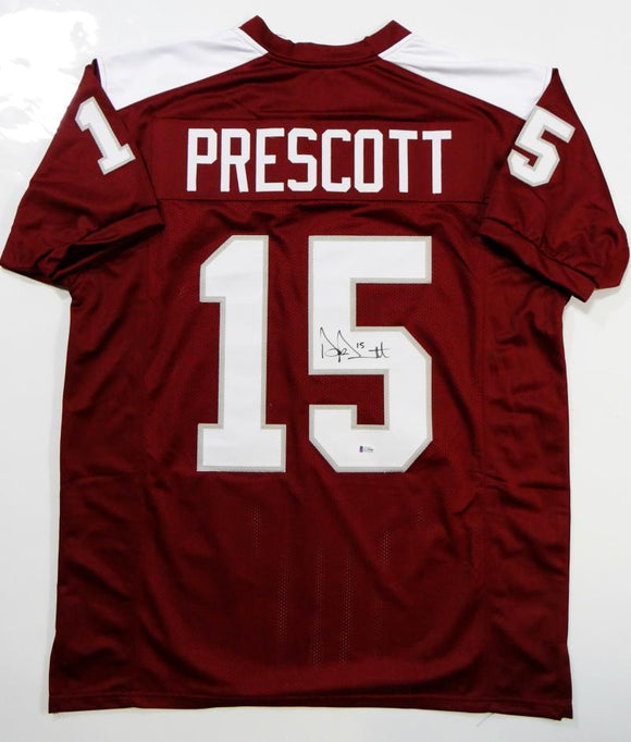 Dak Prescott Autographed Maroon College Style Jersey- Beckett Authenticated *5