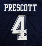 Dak Prescott Autographed Blue Pro Style Jersey- Beckett Authenticated *4 Dbl Stitch