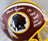 Mark Rypien Signed Washington Redskins F/S Helmet w/ 5 Insc-JSA W Auth *Silver