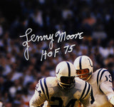 Lenny Moore Autographed Colts 16x20 PF Handoff with Ball Photo w/ HOF-JSA W Auth