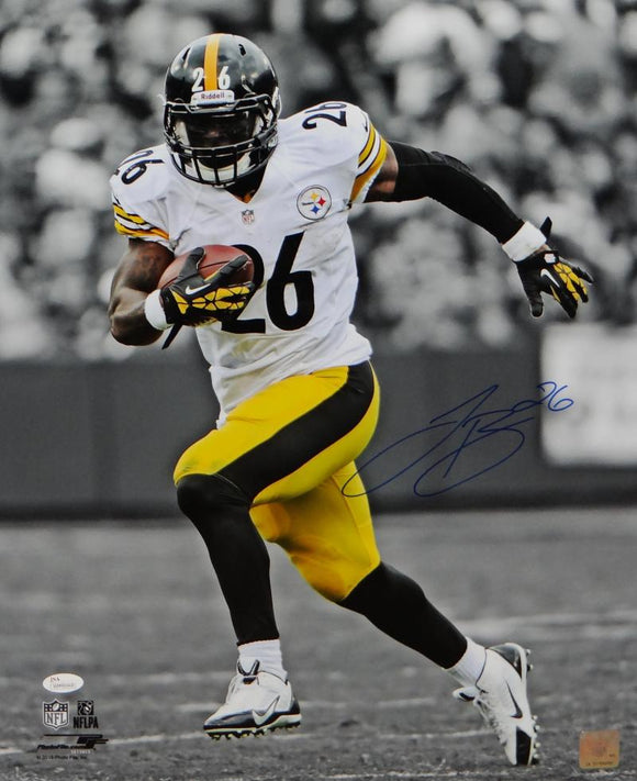 LeVeon Bell Autographed Steelers 16x20 BW & Color Running PF. Photo- JSA W Auth *Blue