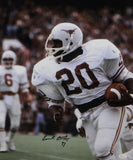 Earl Campbell Autographed UT Longhorns 16x20 Photo In White Jersey w/ HT- JSA W Auth *Black