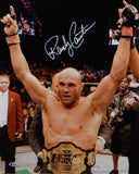 Randy Couture Autographed UFC 16x20 With Belt Photo- Beckett Auth *White