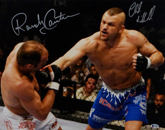 Randy Couture Chuck Liddell Autographed UFC 16x20 In Ring Photo- Beckett Auth *Silver