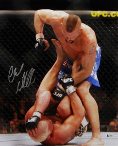 Chuck Liddell Autographed UFC 16x20 Punching On Top  Photo- Beckett Auth *Silver