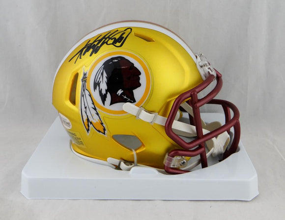 Adrian Peterson Autographed Washington Redskins Blaze Mini Helmet - Beckett Auth *Black
