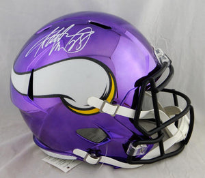 Adrian Peterson Autographed Minnesota Vikings F/S Chrome Helmet- Beckett Auth *White