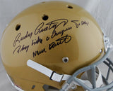 Rudy Ruettiger Autographed Notre Dame F/S Schutt Helmet w/ 2 Insc- JSA W Auth *Black