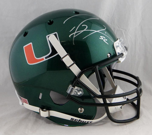 Ray Lewis Autographed Miami Hurricanes Green Schutt F/S Helmet - JSA Auth *Silver