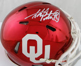 Adrian Peterson Autographed Oklahoma Sooners Chrome Mini Helmet - Beckett Auth *White