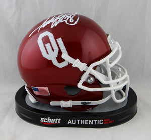 Adrian Peterson Autographed Oklahoma Sooners Schutt Mini Helmet- Beckett Auth *White